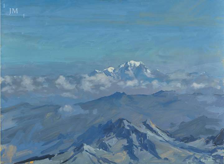 Mont Blanc seen from the summit of the Barre des Ecrins